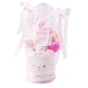 ≪赤ちゃんの城≫ギフトセット「タオル2段ケーキ」（ピンク）